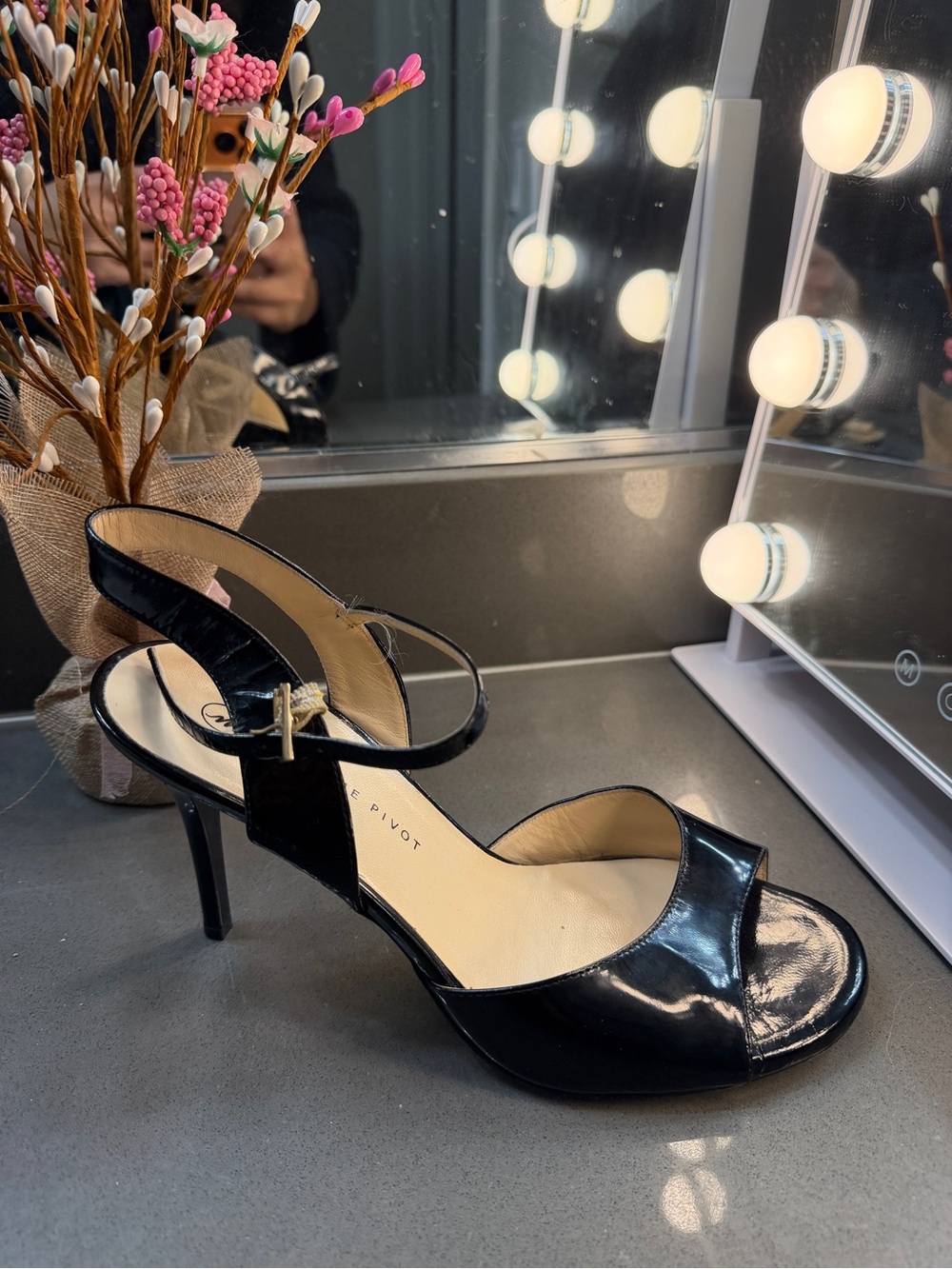 Classic Black Patent Slingback Heels for Tango Dancing by Madame Pivot